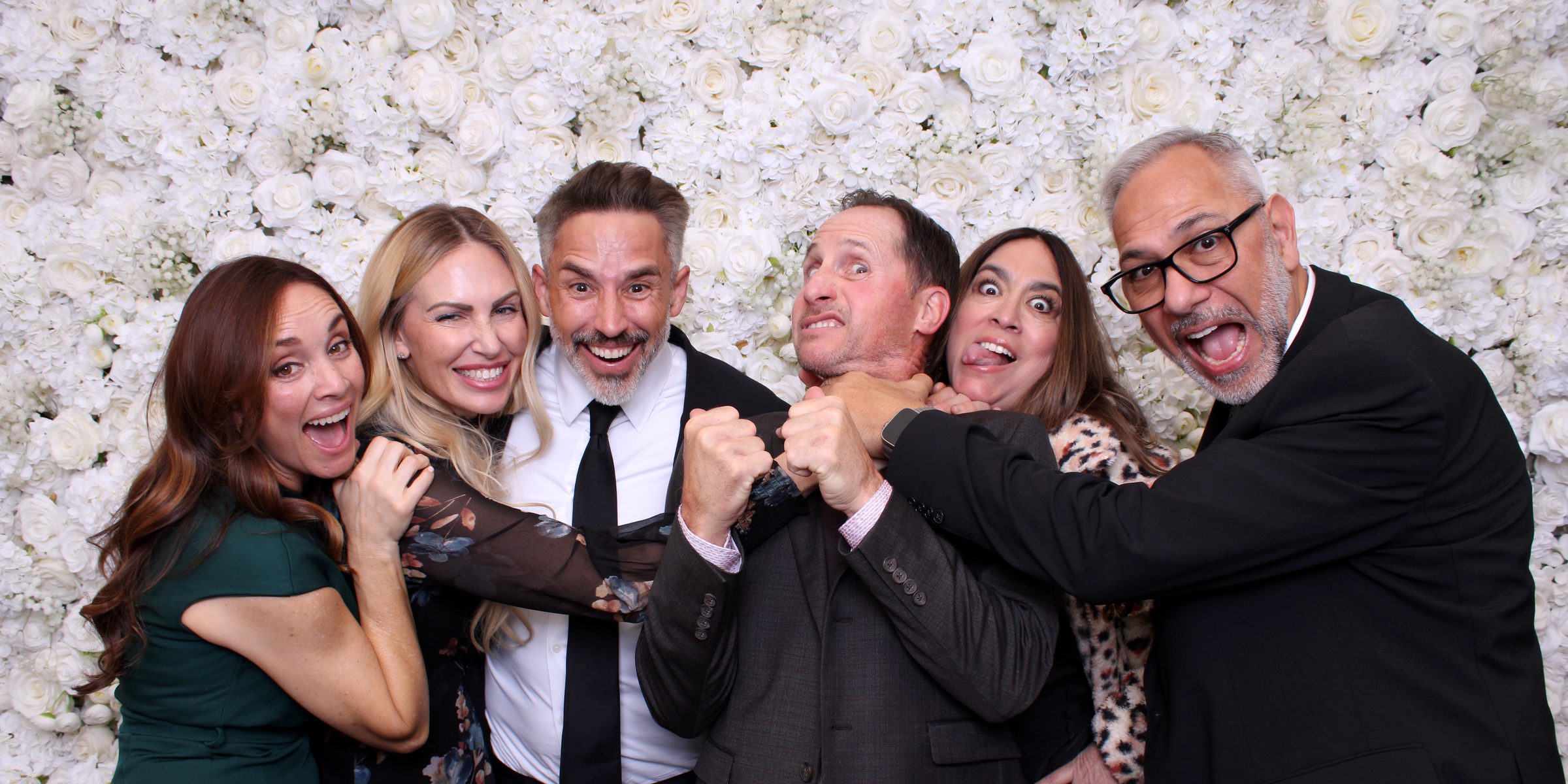 Large group event photo booth lineup, wedding reception, PicPop, Coachella Valley